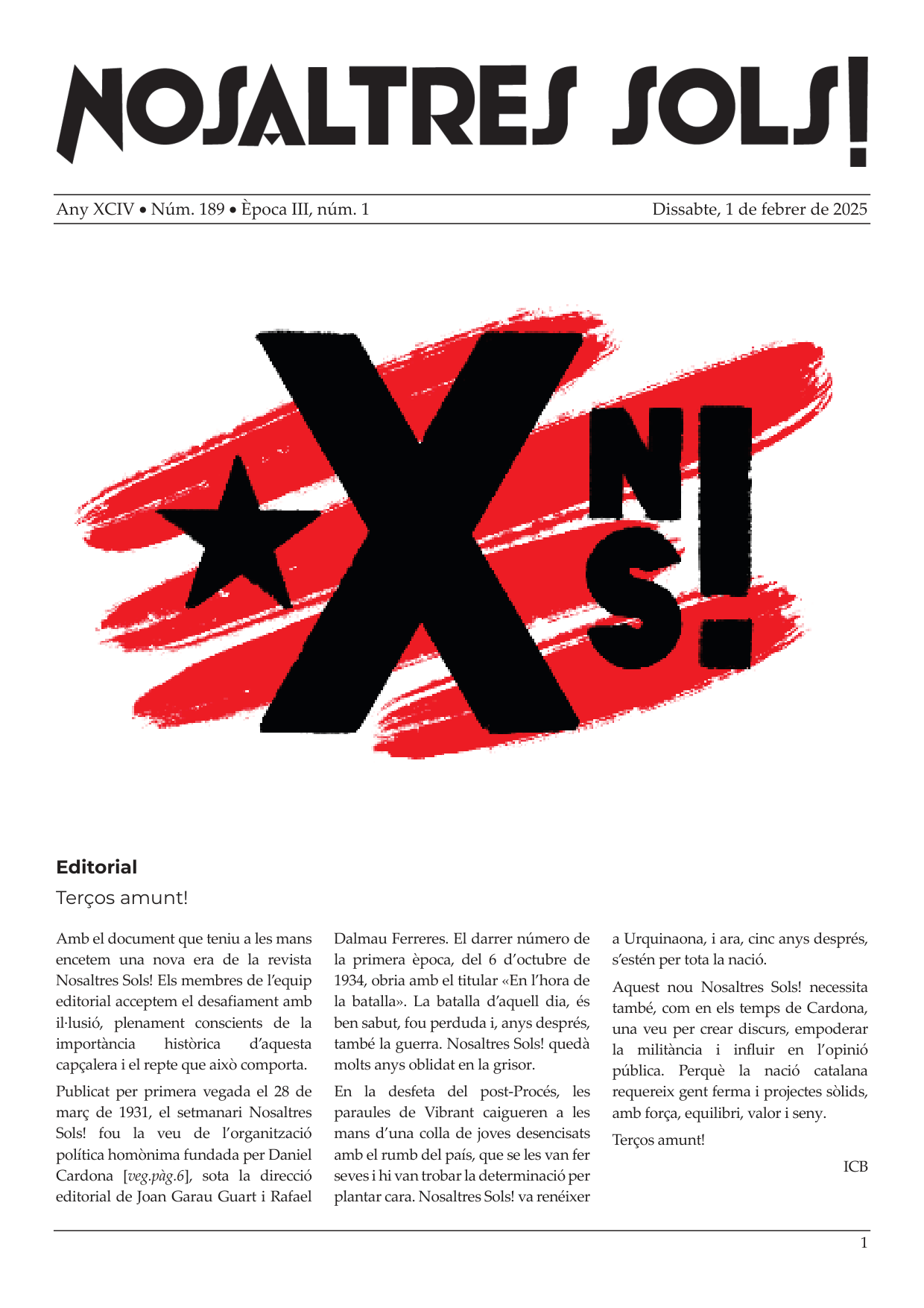Portada del butlletí NS! 189
